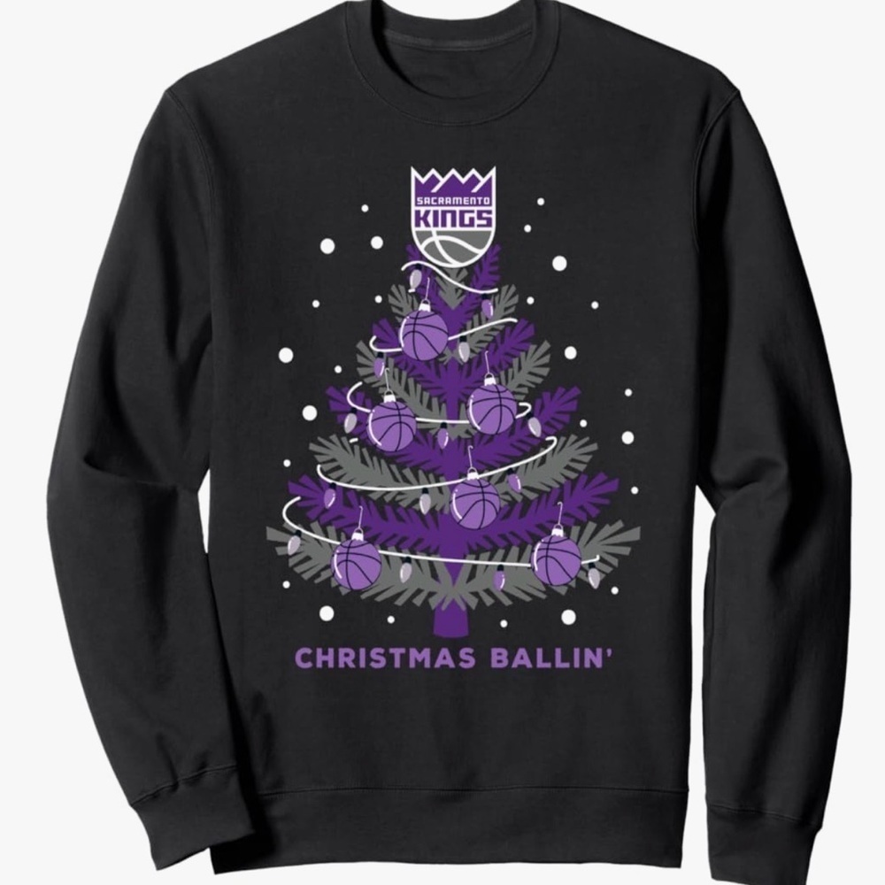 Sacramento Kings Christmas Ballin' Crewneck Sweater - Black and Purple XL